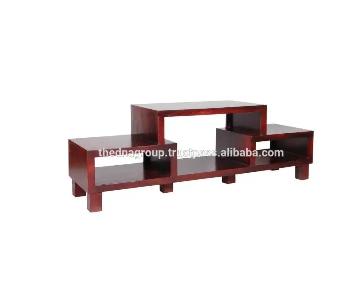 Polished Wooden TV Table With Small Showcase
