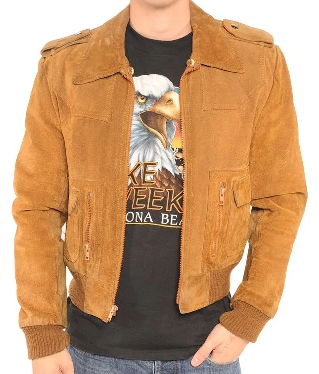 
Wholesale fashion leather men jacket brown 