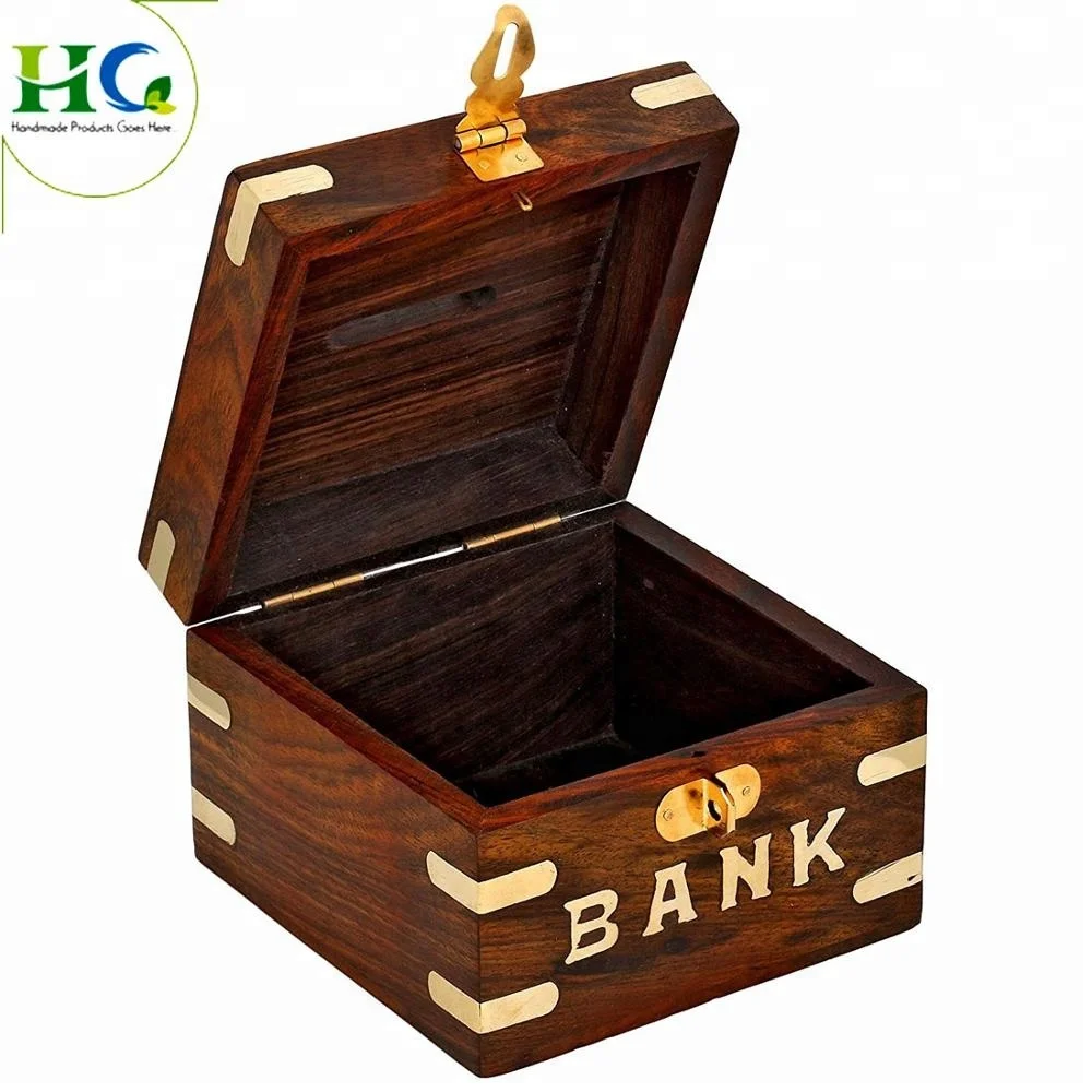 Wooden Square Shape Money Bank/Piggy Bank/Coin Bank