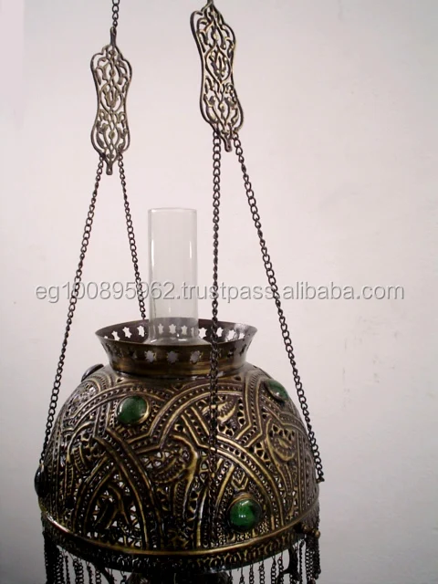 BR201 Antique Style Victorian Era Hanging Library Oil Lamp / Lantern Replica