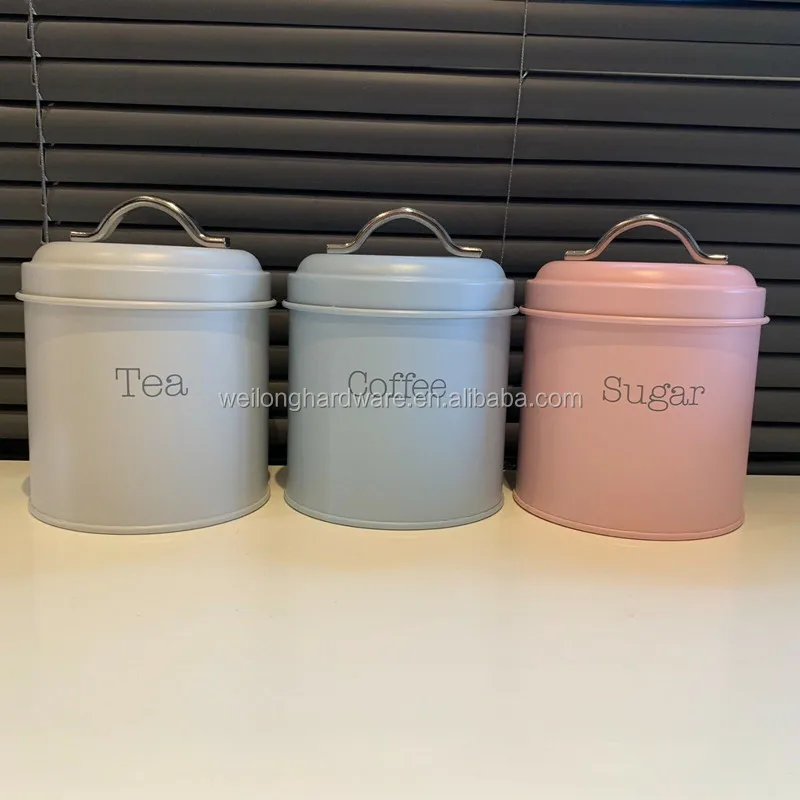 Home Storage Canisters Kitchen Metal Food Grade Tea Sugar Coffee Storage Tin Container Storage Jar