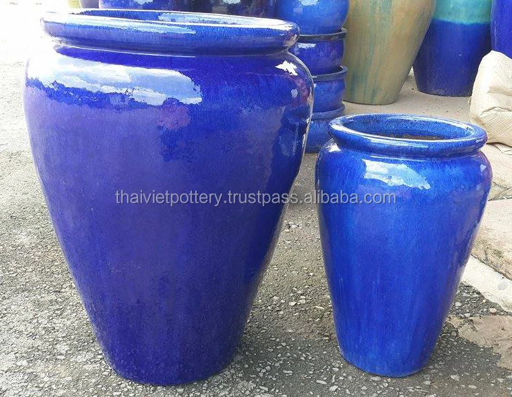 Outdoor glazed ceramic vases