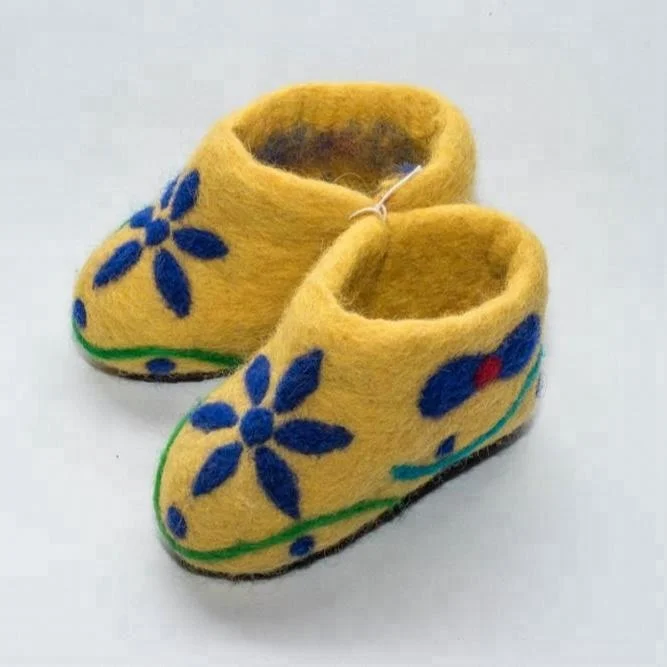 Фетровые туфли с цветочным дизайном и кожаной подошвой из 100% новозеландской шерсти экологически чистые высококачественные