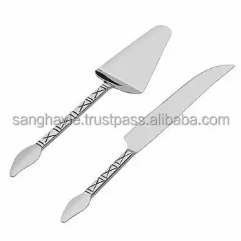 STAINLESS STEEL CAKE SERVER AND CAKE KNIFE KITCHEN DECORATIVE CAKE SERVER