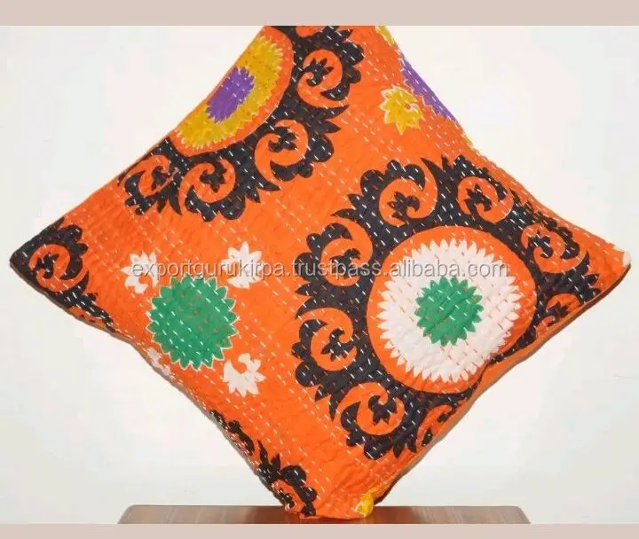 Decorative Handcrafted Kant-ha Outdoor Indian Furniture Cushion Cover and Car Seat Cushion