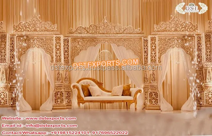 Ancient Bollywood Style Wedding Stage Muslim Theme Wedding Jhronka Stage Nayab Walima Jhronka Fiber Stage Setup