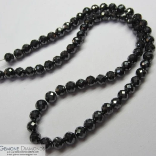 Super High Quality Synthetic Jet Black Moissanite Beads Necklace / Strands