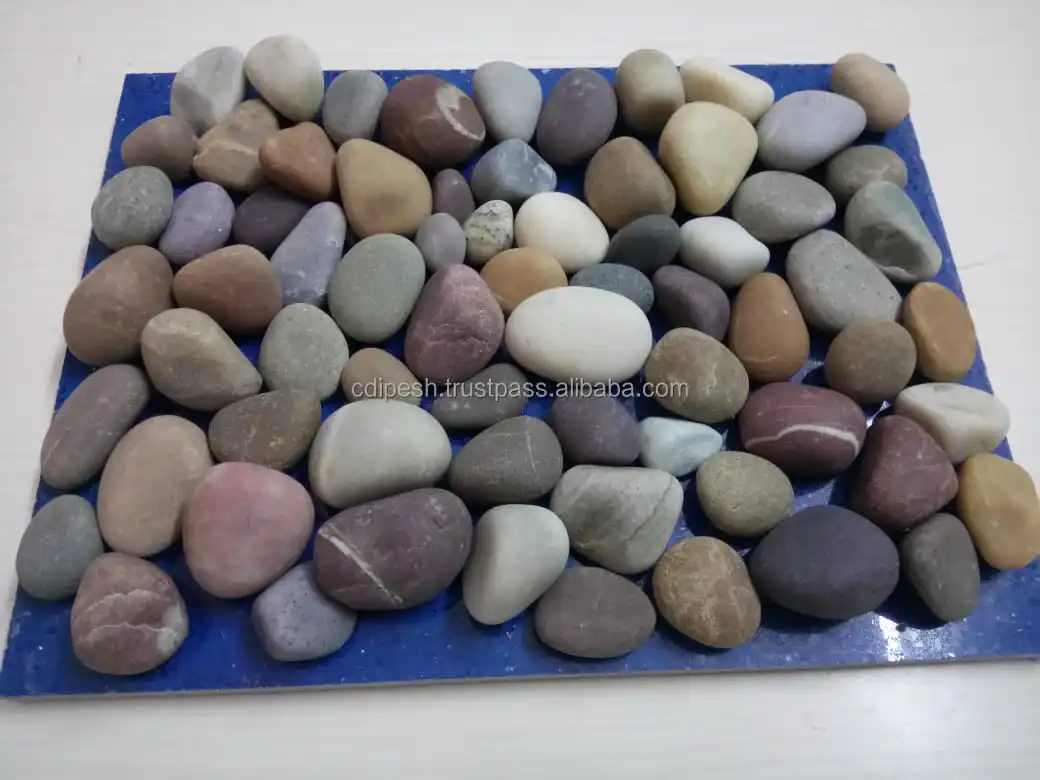 natural stone near me / grey white Blue and Green yellow pebbles Stone for Garden Bags Customized multi color pebbles stone