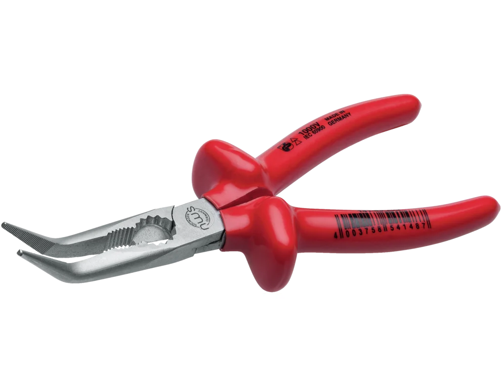 Chain Nose Pliers (Radio Pliers), angled 45deg 1000V - Cutting edges inductively hardened