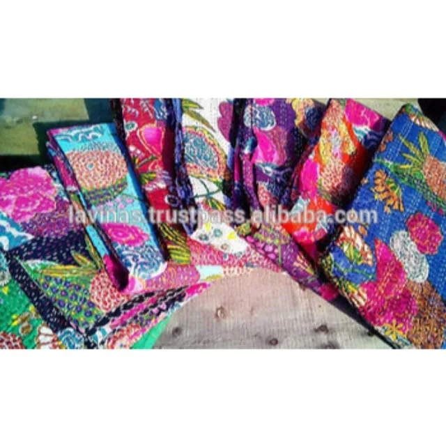 Икат Kantha одеяло покрывало на кровать раздвоенное ПОКРЫВАЛО РУЧНОЙ РАБОТЫ оптовый поставщик из Индии