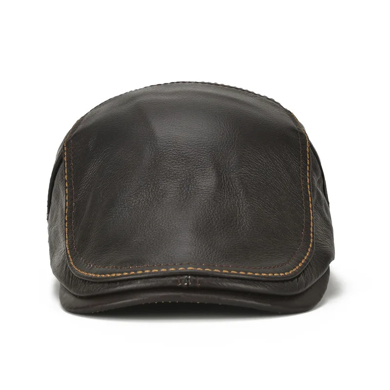 Black leather cap/ Ivy Black leather Cap