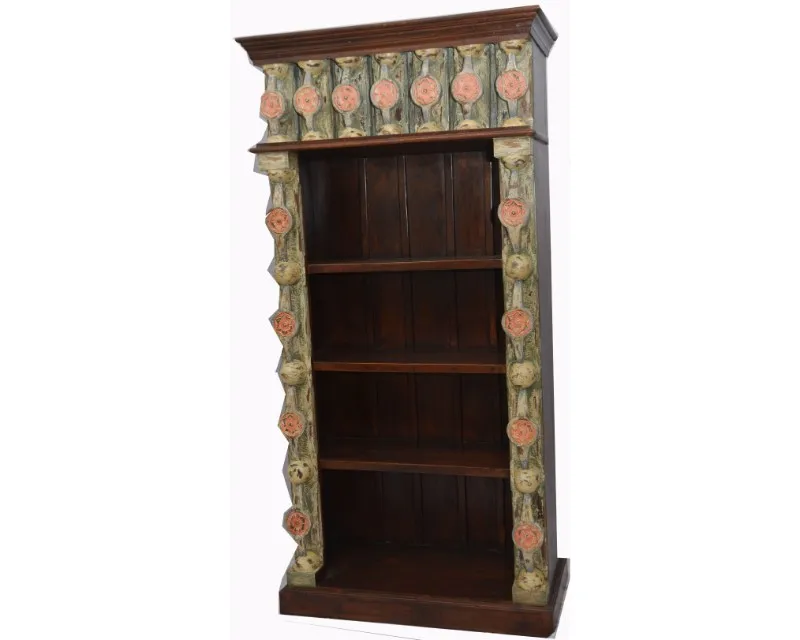 HOME FURNITURE ANTIQUE DESIGN BOOK SHELF IN DISTRESS FINISH BOOKCASE