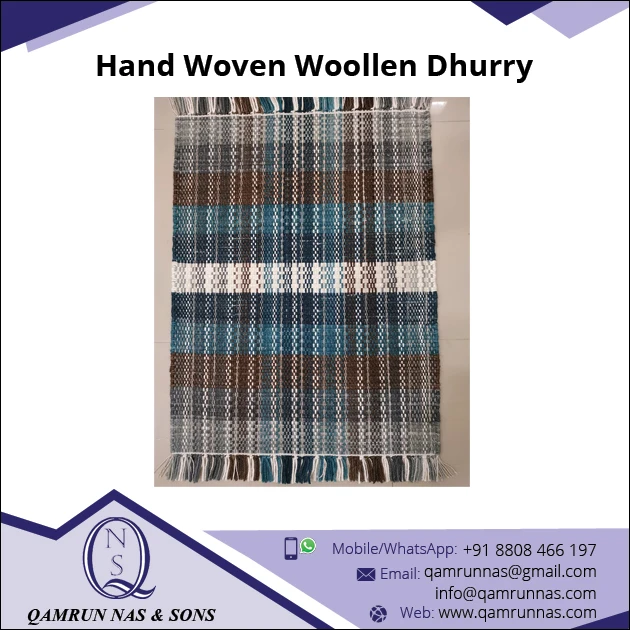 100% Woolen Dhurry Rugs Custom Print Modern Design Hand Woven for Living Room Home Use Customized Shape Price