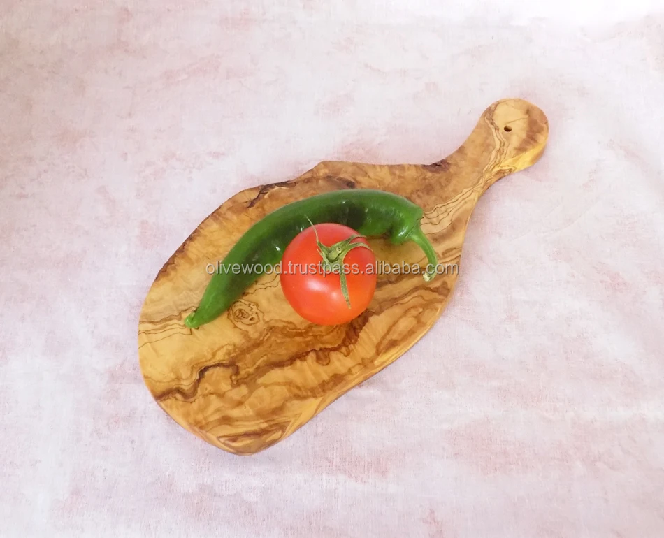Solid Olive Wood Kitchen Cutting Board Custom rustic Chopping Block with handle  Draws Wood Quantity