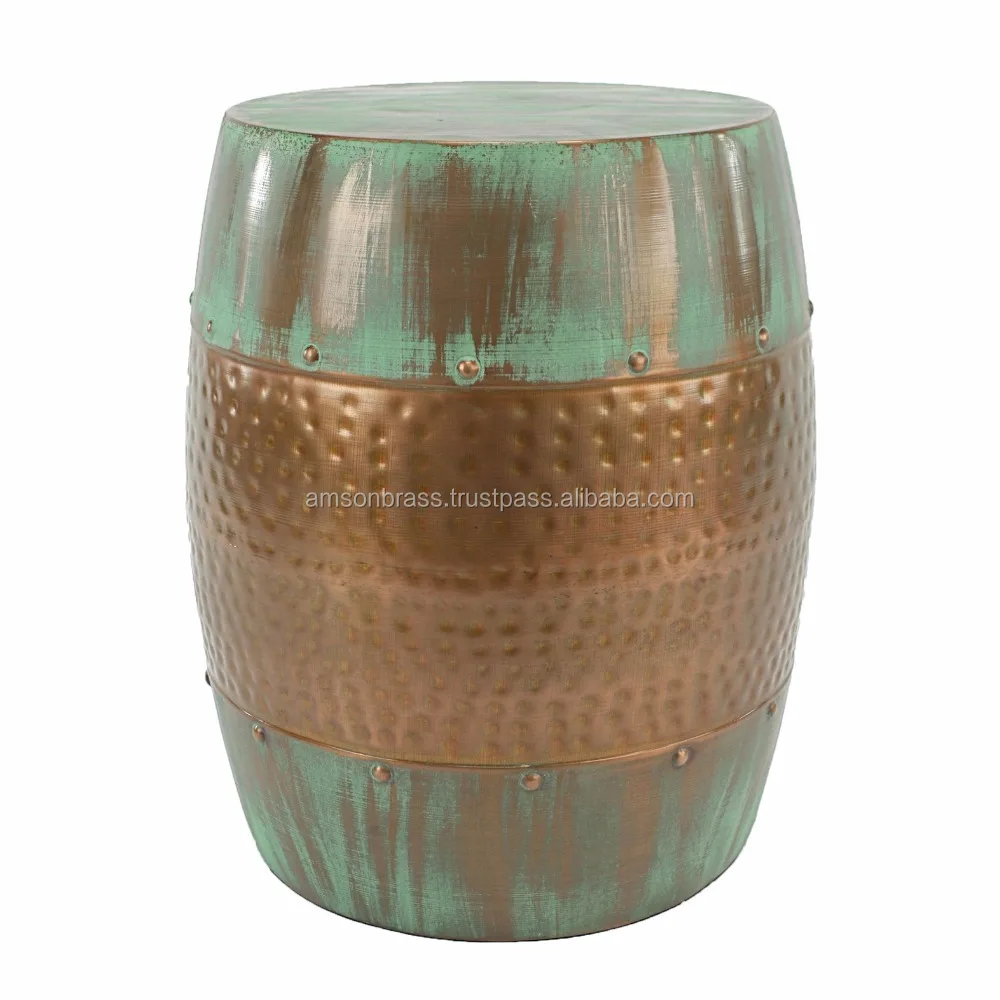 Shiny Golden Hammered Metal Bar Stool