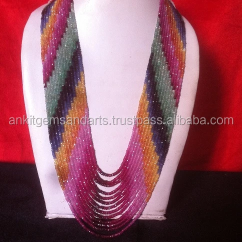 Natural Multi Sapphire Beads Emerald Ruby Sapphire Beads