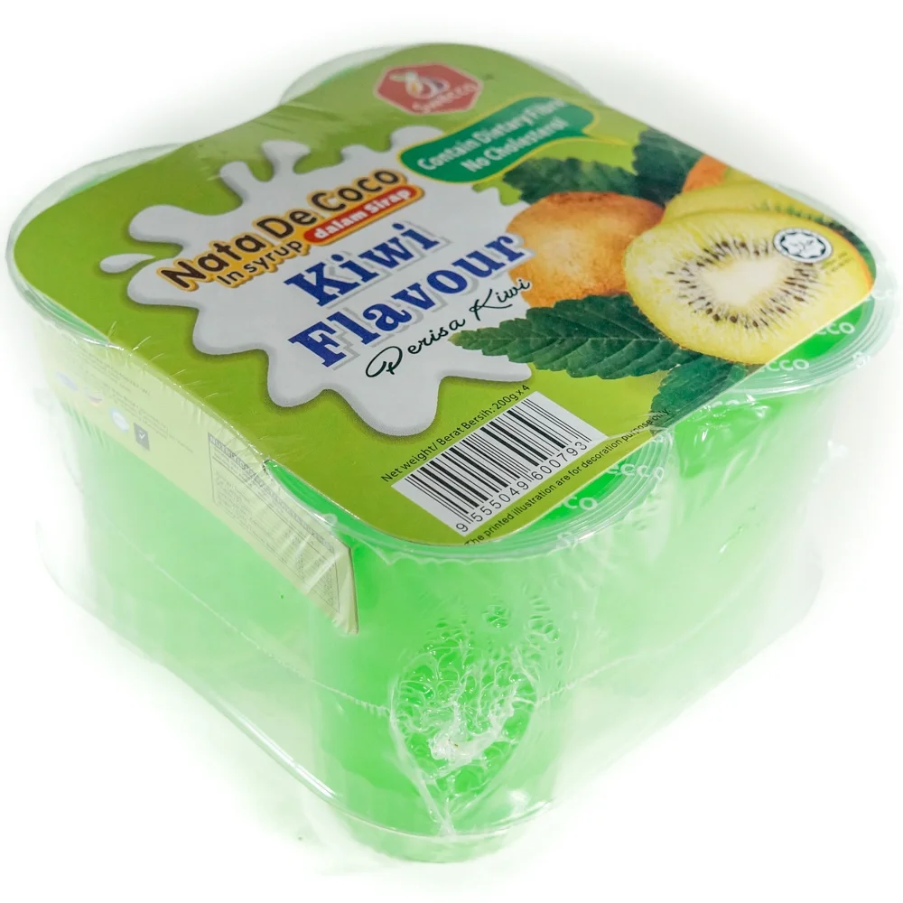 ODM/OEM Malaysia Halal ISO 200g x48 PP Cups Delicious Kiwi Syrup Nata de Coco
