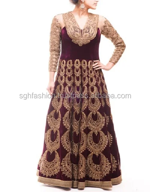
zari work indian bridal anarkali dress 