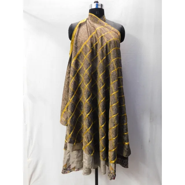Reversible vintage silk sari wrap around long two layer skirt magic bohemian boho hippie dress