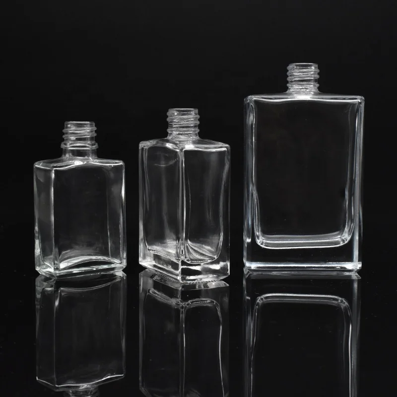 30ml 50ml 100ml clear rectangular cosmetic serum glass dropper bottle