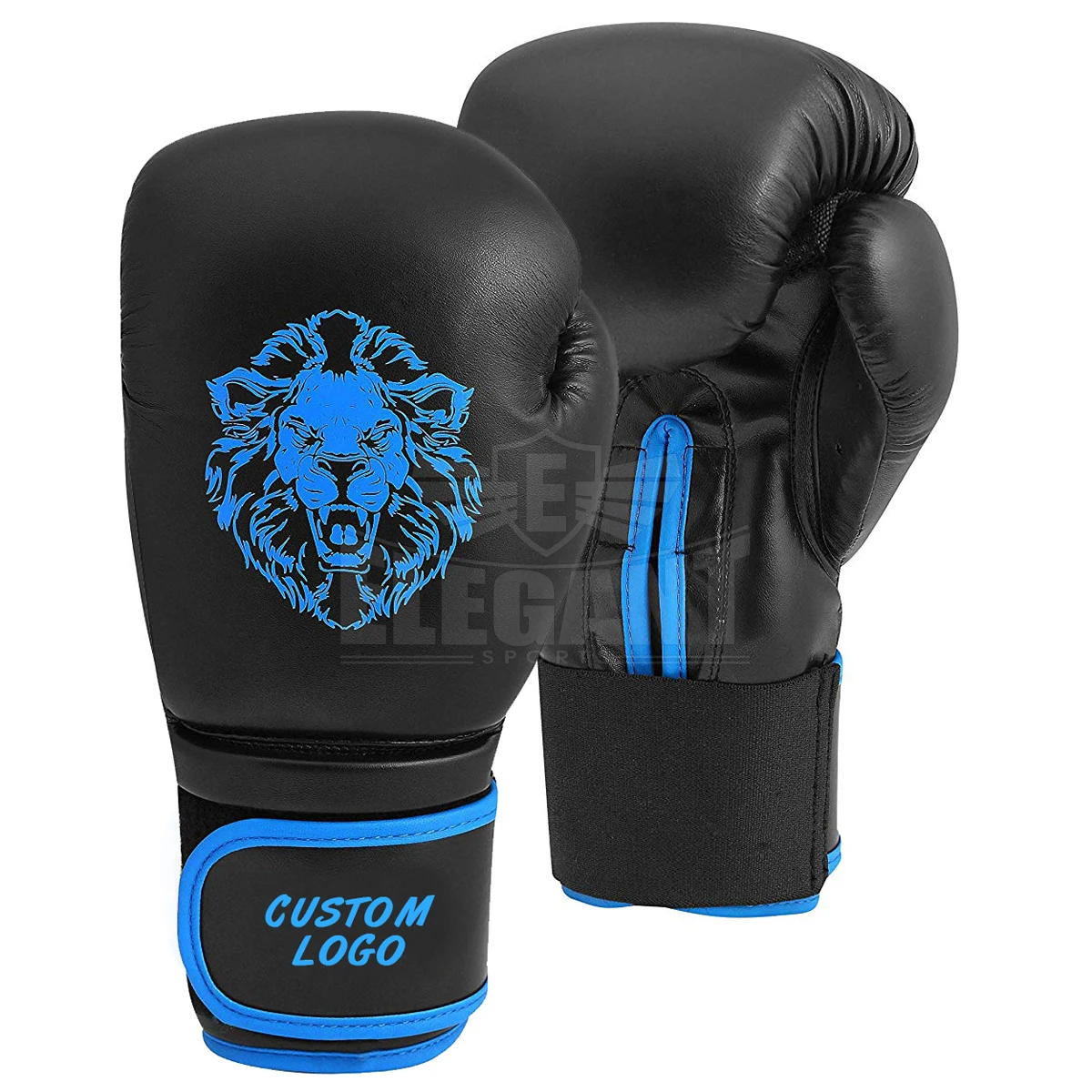 Custom Logo boxing gloves synthetic leather blue trimming Boxing Gloves Sports Clubs Training boxing Gloves Winning Cleto