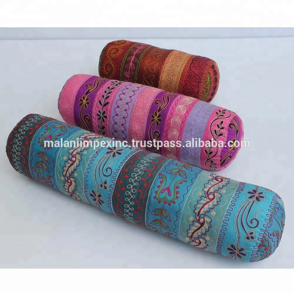 Trendy Designer Home Textile Filled Oblong Yoga Bolster Pillow