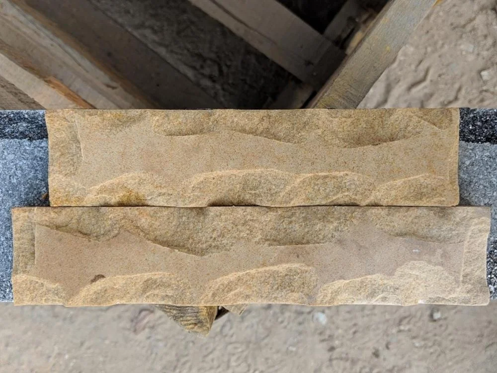 Natural Wall Cladding And Panel Exterior Teak Wood Sand Stone Veneer Stacked Exterior Wall Material