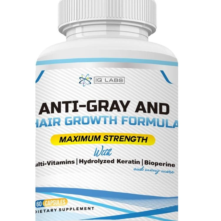 Anti-Gray and Hair Growth Formula | Multivitamin Pills with Hydrolyzed Keratin Bioperine for Breakage & Graying Prevention