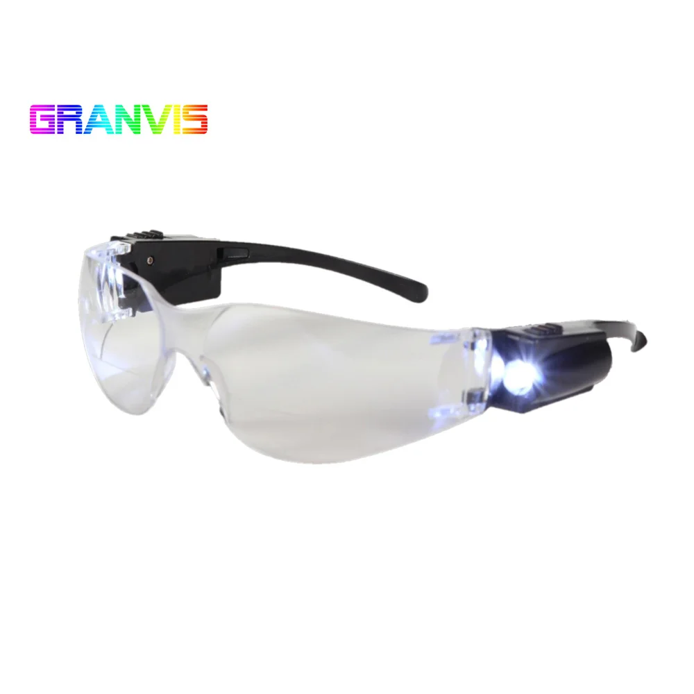High end bifocal safety glasses with LED lights last over 100 hours for industrial