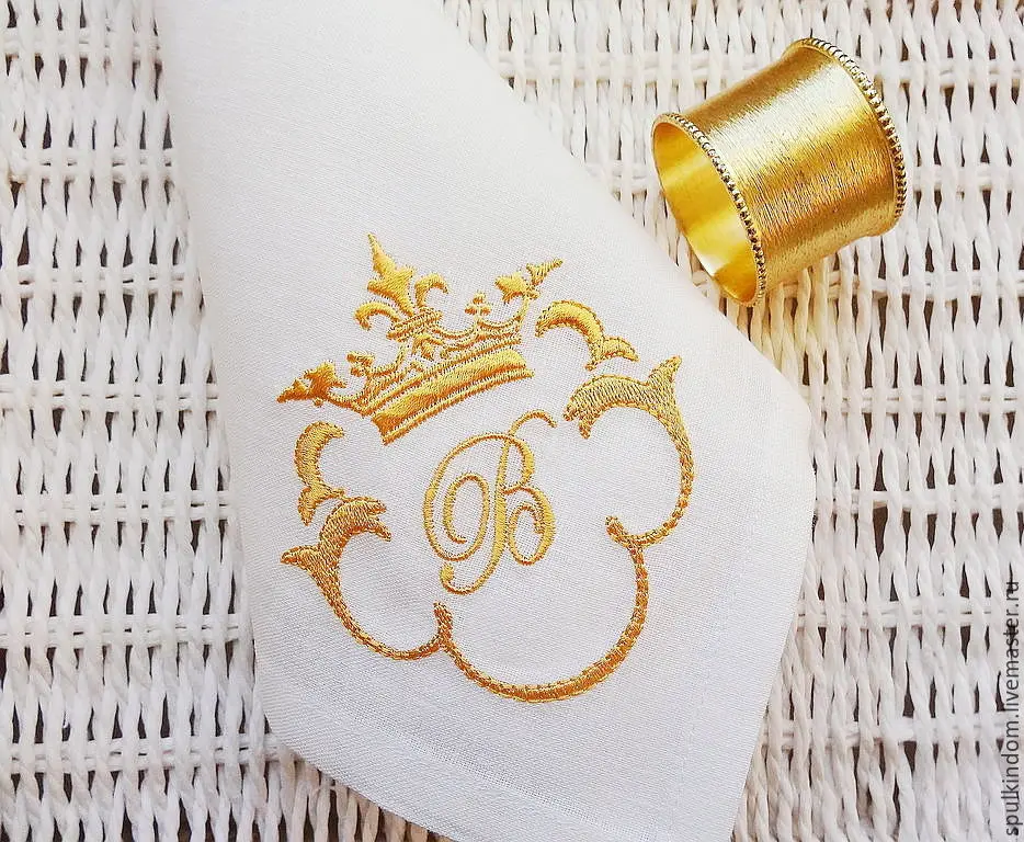 Custom Embroidered Cocktail Napkins Wedding Gold Paper Napkins