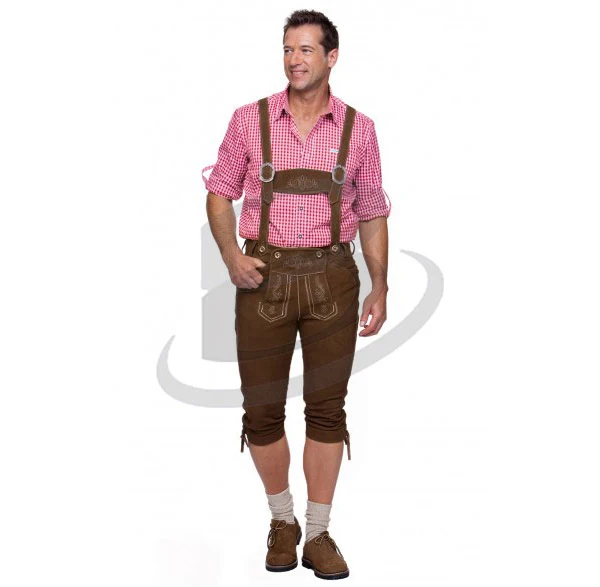 Мужские длинные немецкие брюки Trachten Lederhosen костюмы для баварского Октоберфеста карнавального Хэллоуина в коричневой 2024