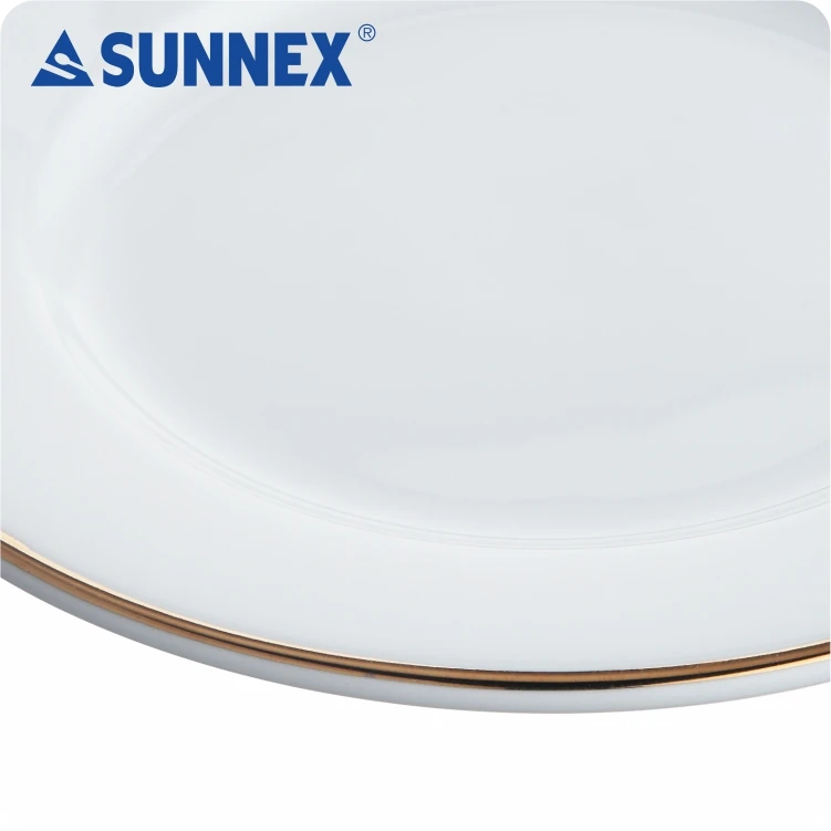 SUNNEX 2022 горячая Распродажа экономичная белая фарфоровая чашка 10 дюймов тарелка с золотой окантовкой ручной росписи