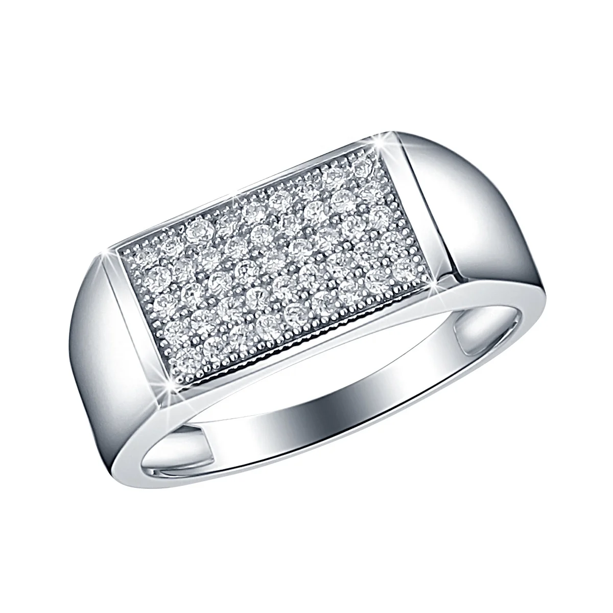 Manufacturer wholesale custom 925 sterling silver ring fashion jewelry rhodium plated diamond engagement big rings for men