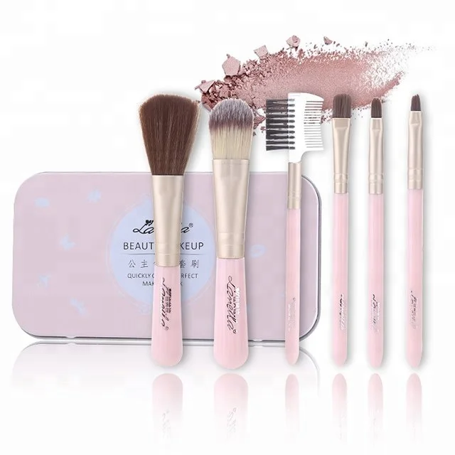 Lameila Wholesale All Day Lady Princess Beauty Makeup Brushes Kits Pink Beauty Face Tool Women Foundation Makeup Brush Set L0886