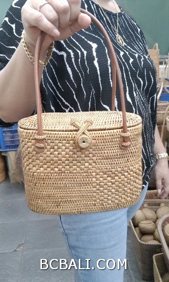exotic hand woven ata rattan grass handbag ethnic design from bali