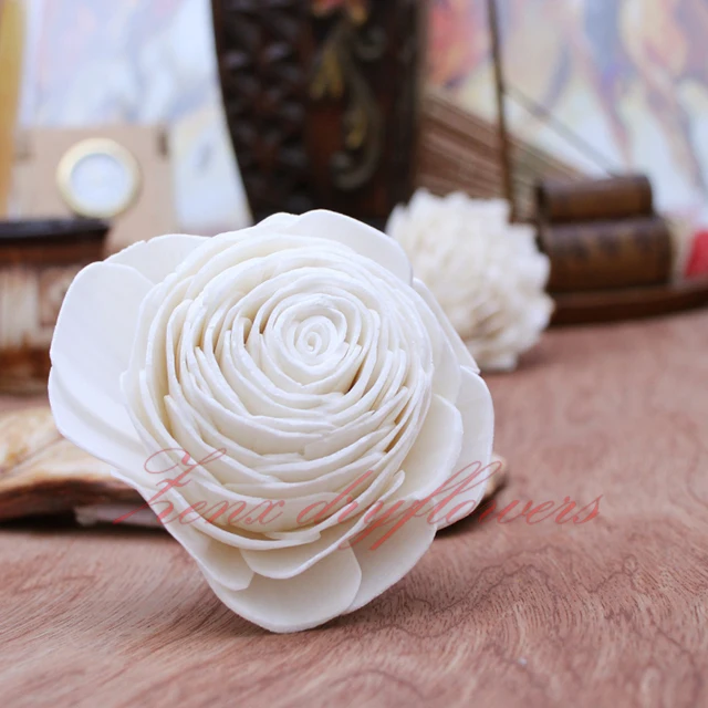 
Artificial Organic Sola flowers White Beauty Rose with cotton reed for Air fragrance usage 
