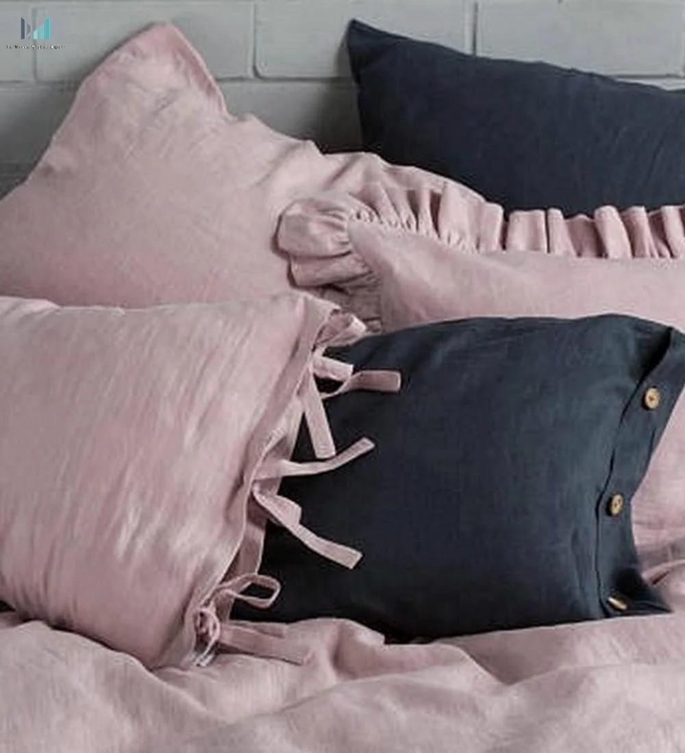 
Set Linen bed sheet, Linen bed cover - Dusty pink Handmade linen bedspread 