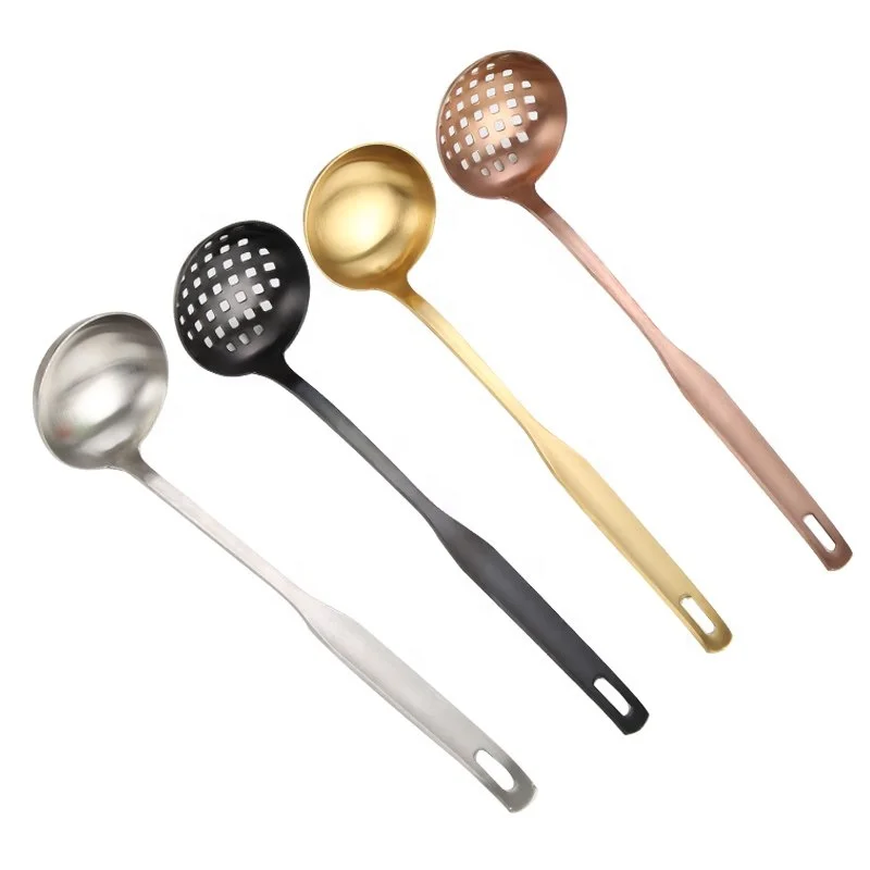 Большая матовая Золотая ложка для супа из нержавеющей стали