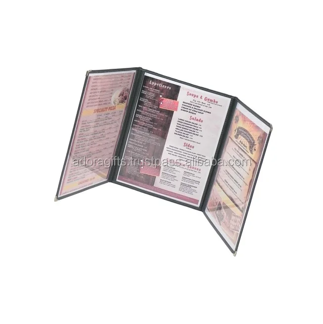 Три складных держателя меню самый популярный современный стиль ресторана ваш индивидуальный логотип тиснение или печать