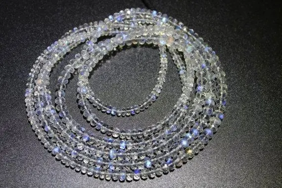 Natural Rainbow Moonstone Faceted Roundel Shape Good Quality Beads
