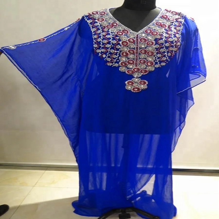 Beautiful Islamic Farsha Muslimah Abaya, Jalabiya Clothes Light Blue Turkish Style Moroccan