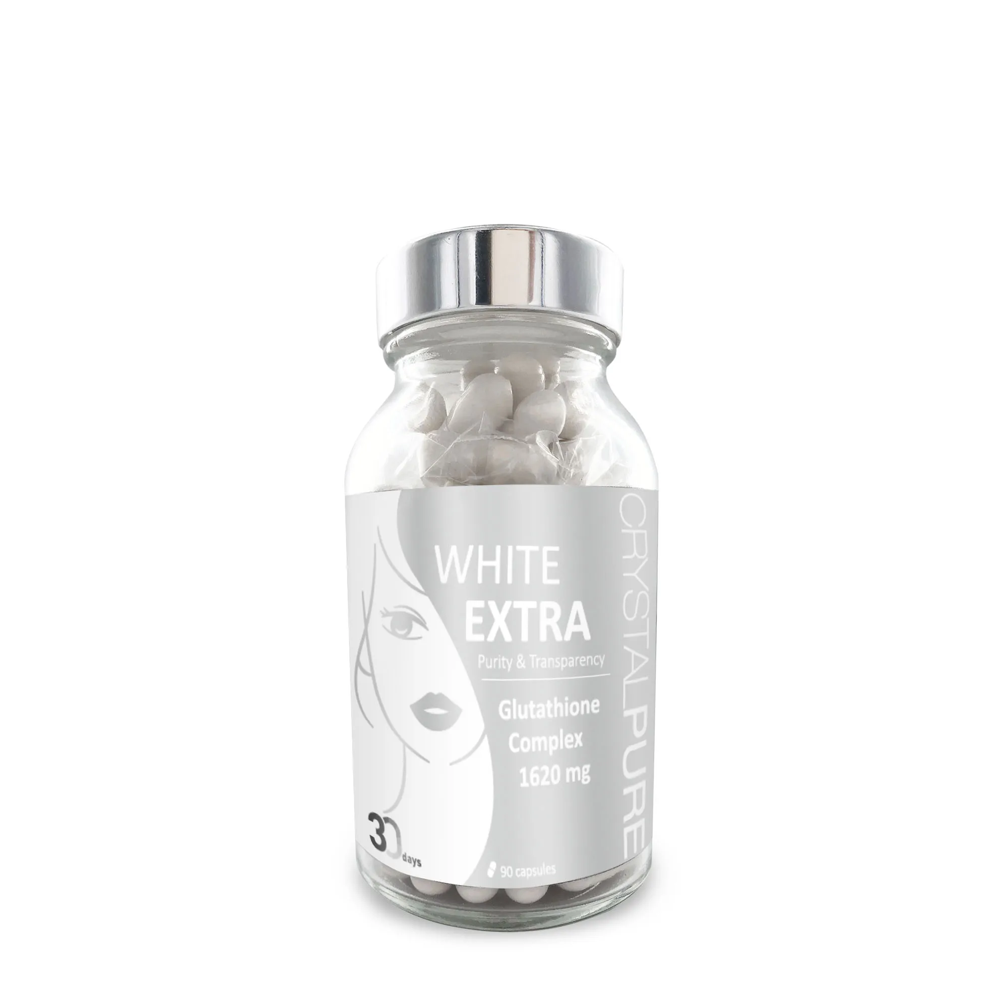 
White Extra capsules skin whitening brighten lightening beauty with L-cysteine Arbutin Lunasin 