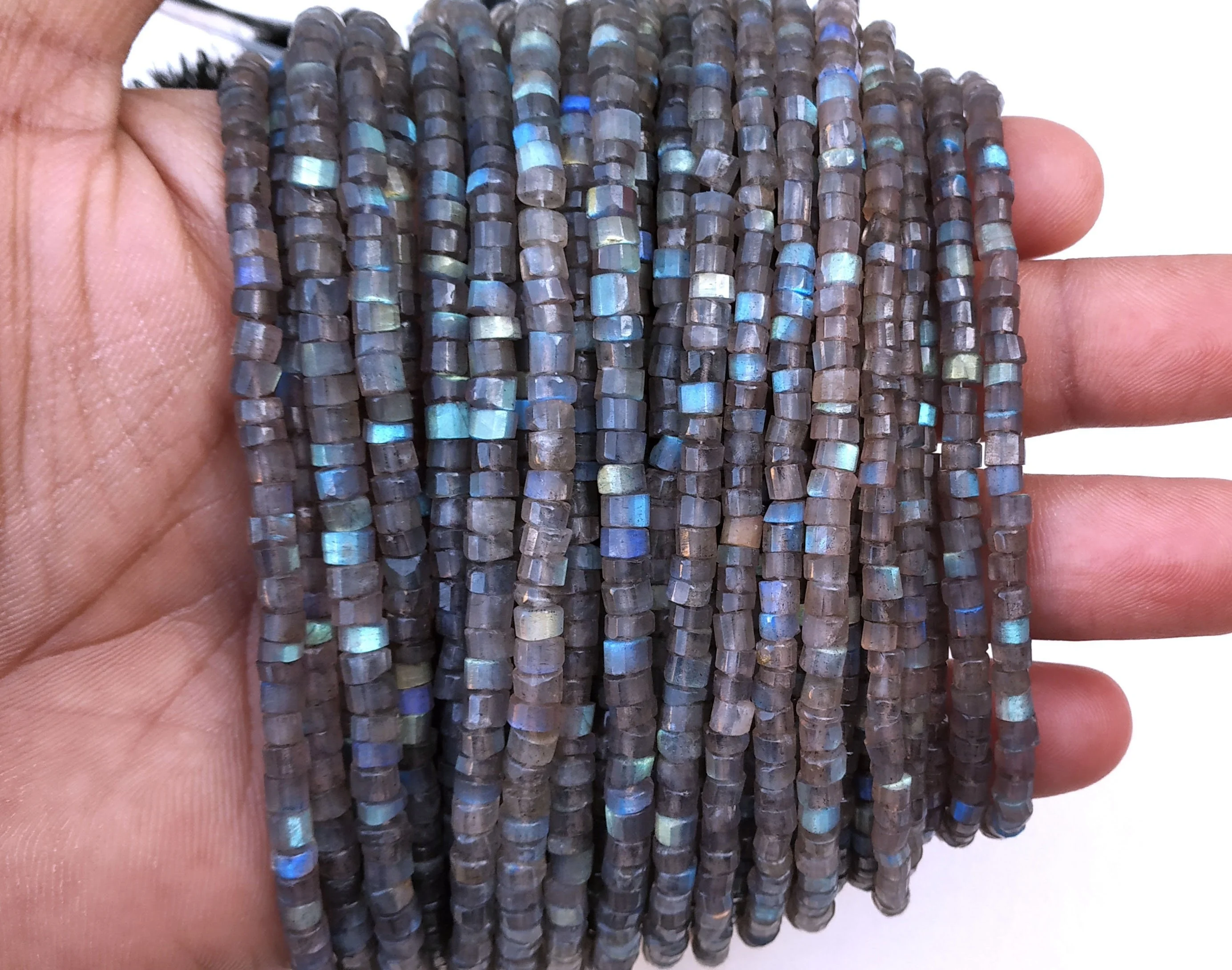 Natural Blue Fire Labradorite Gemstone Tyre Shape Smooth Heishi Beads Making Jewelry 2022 Wholesaler