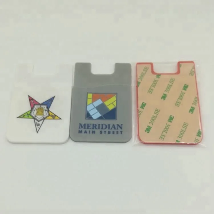Fashion Customized Silicone Pocket Adhesive Phone Card Holder with 3M Sticker