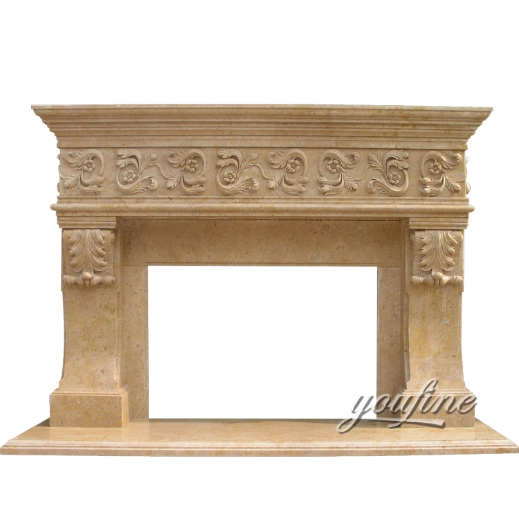 Exquisite Hand Carved Antique Marble Electric Fireplace