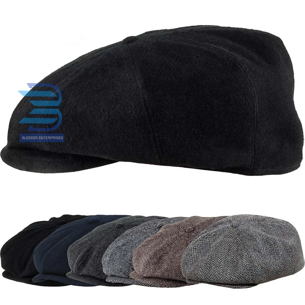Wholesale Factory price Custom Branding Peaky blinders hat Navy Blue Tweed Irish Newsboy hat