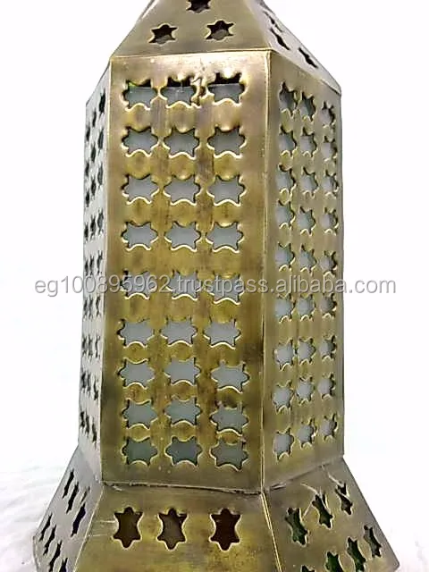 Cast Brass Egyptian Ramadan Lamp Lantern Star Pattern