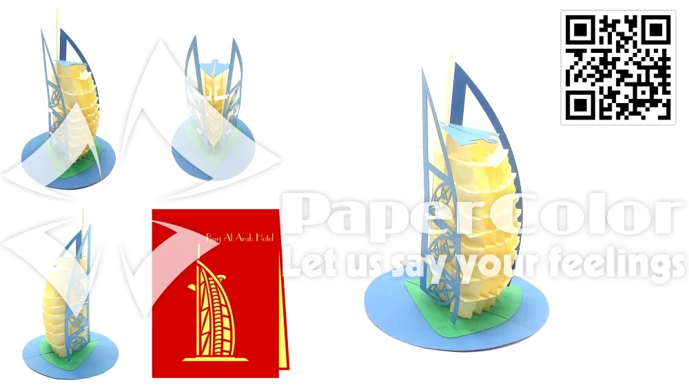 
Burj al Arab hotel - Dubai cheap 3D Pop-up greeting card Vietnam handmade 