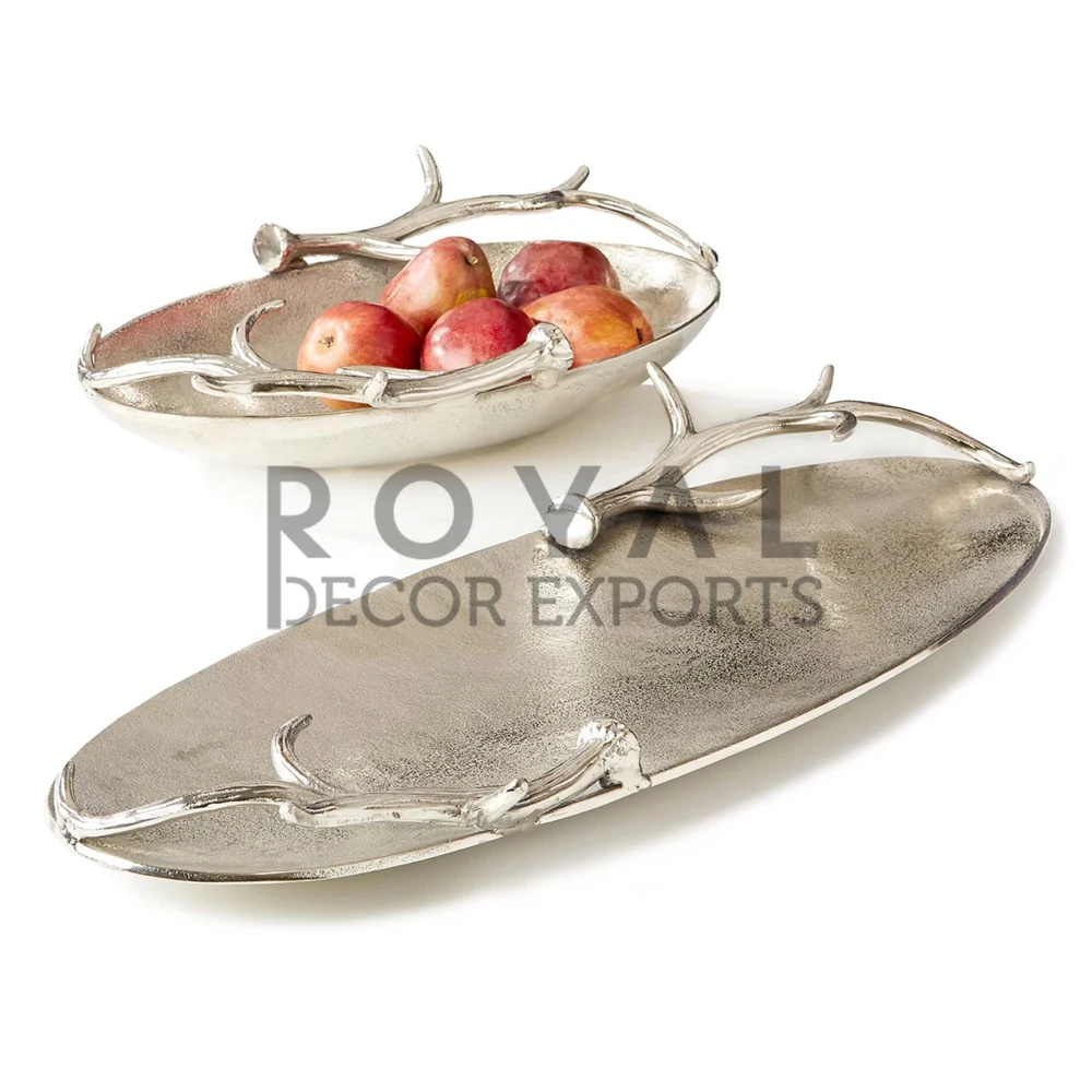 Metal Tray Antler Handle Fruit Platters