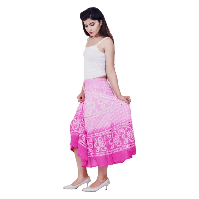 Buy Bandhani Skirt Lovely Two colour Rajasthani Cotton Bandhej Skirt Online in USA